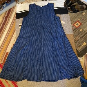 Coldwater Creek blue on blue stripped cotton linen dress.